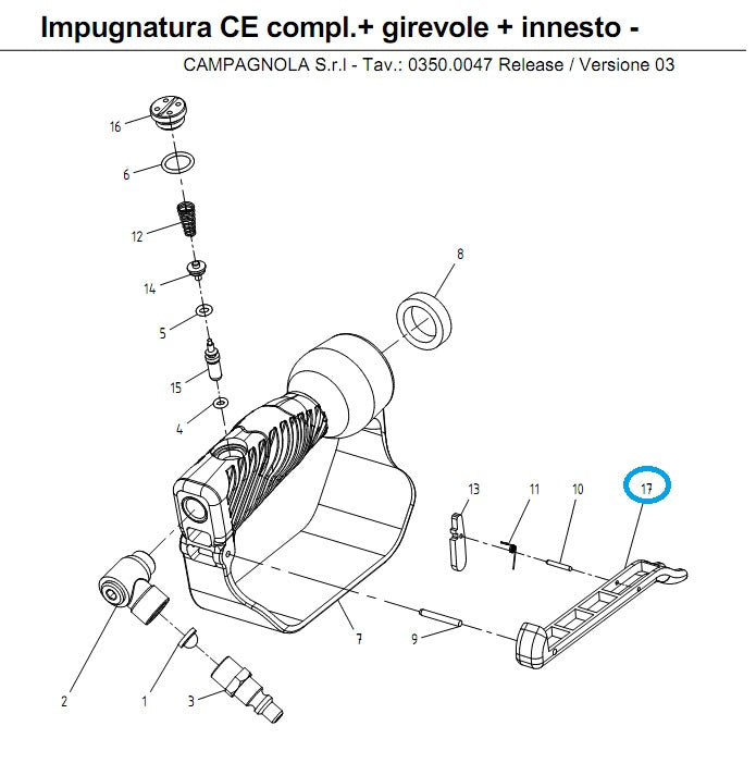 Gruppo leva impugnatura ricambio Campagnola