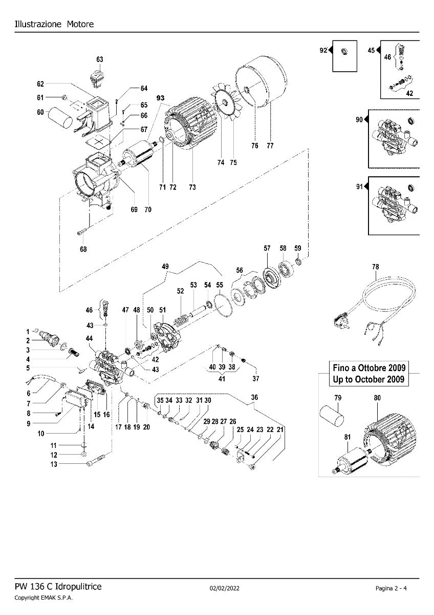 Kit ventola motore idropulitrice Pw 121/136/145/175 Oleomac