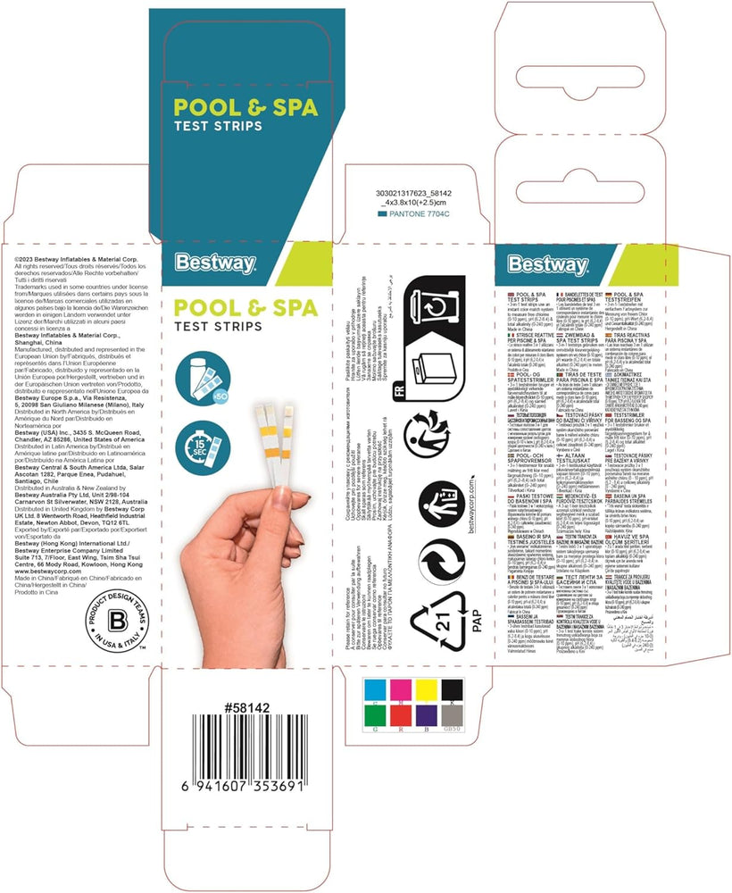 KIT TEST PH E CLORO CON STRIPS BESTWAY