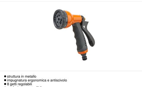 LANCIA A DOCCIA MULTIFUNZIONE 8 GETTI REGOLABILI PAPILLON