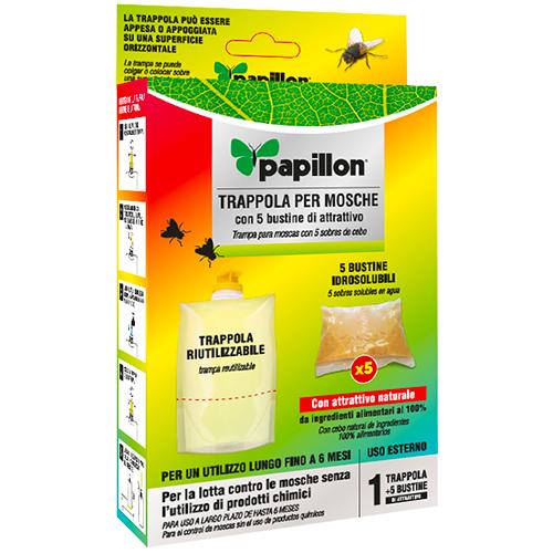 TRAPPOLE ESCA INSETTICIDA PER MOSCHE IN BUSTA CONF.5 PEZZI PAPILLON