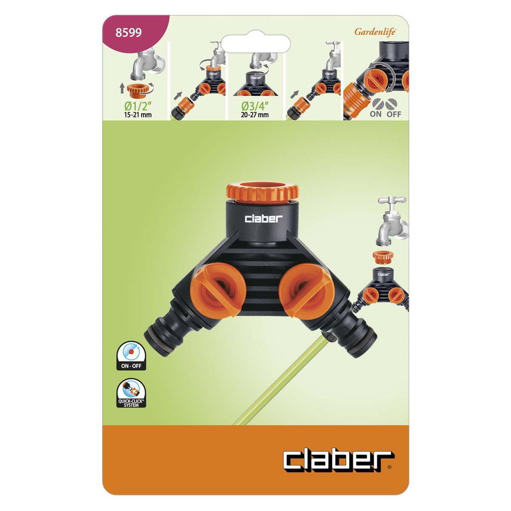 PRESA A DUE VIE IN BLISTER 1/2-3/4 ON-OFF CLABER
