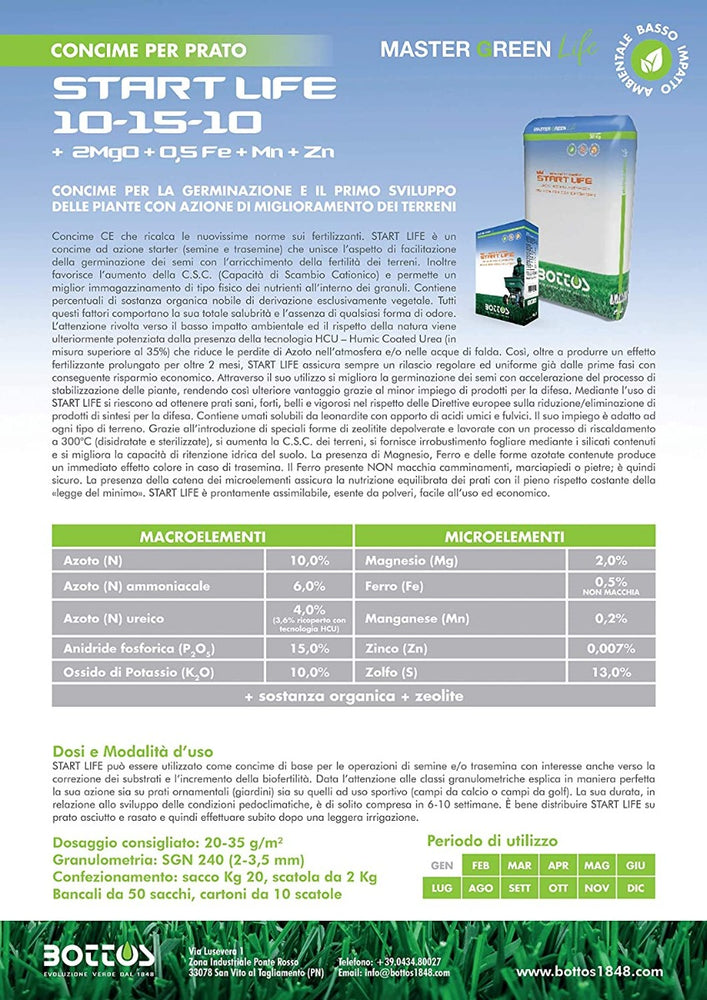 CONCIME MASTER GREEN LIFE START LIFE 10-15-10 DA KG.2 BOTTOS