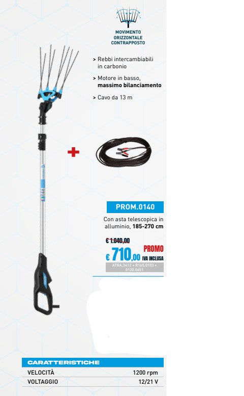 Abbacchiatore a batteria Icarus v1 ecoplug-in con asta alluminio