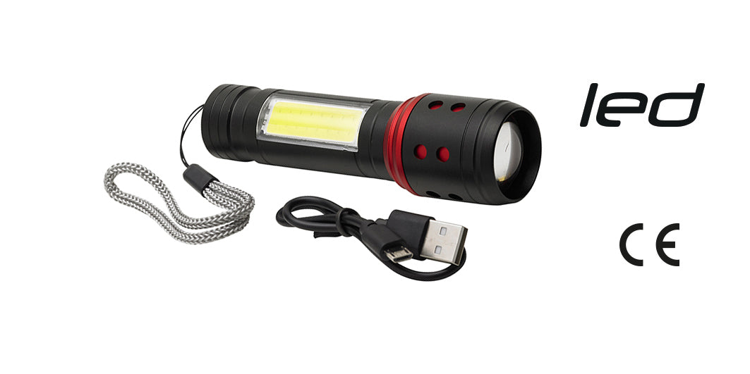 TORCIA LED IN ALLUMINIO BATTERIA RICARICABILE USB MAURER