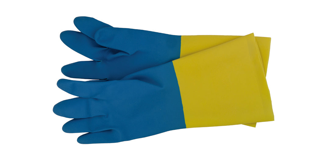 GUANTI LAVORO LATTICE NEOPRENE TG.9 MAURER GIALLO BLU