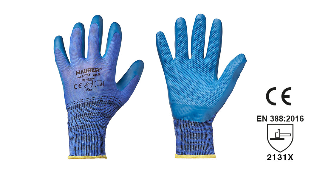 GUANTI LAVORO IN LATTICE BLU TG.9 MAURER
