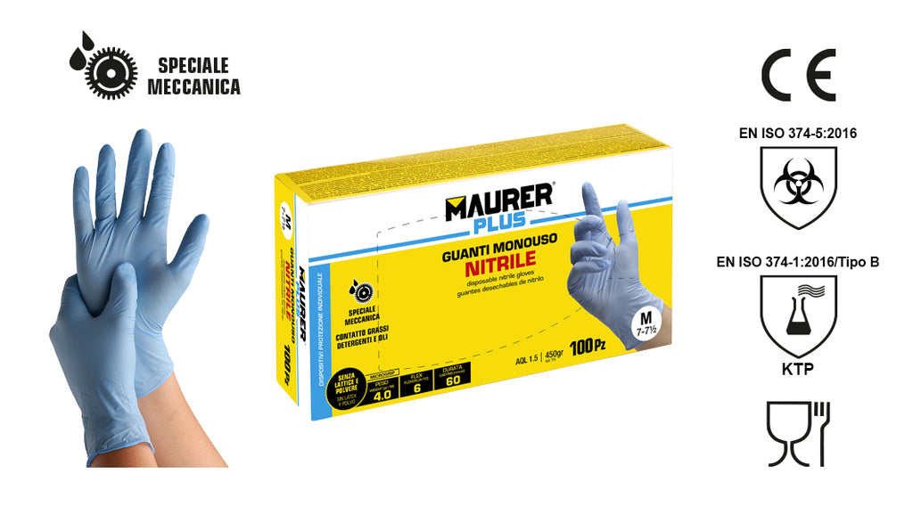 GUANTI NITRILE MONOUSO TAGLIA L MAURER 100 PZ.
