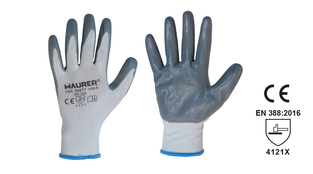 GUANTI DA LAVORO NITRILE GRIGIO GLOVEX TG.8 MAURER