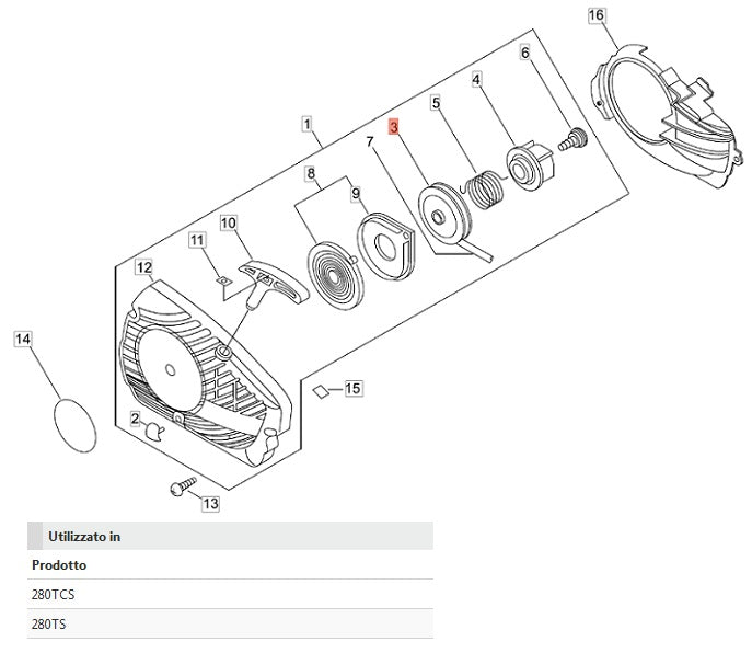 AVVOLGIFUNE PER MOTOSEGA 280 TCS 269/305S/320/ SHINDAIWA