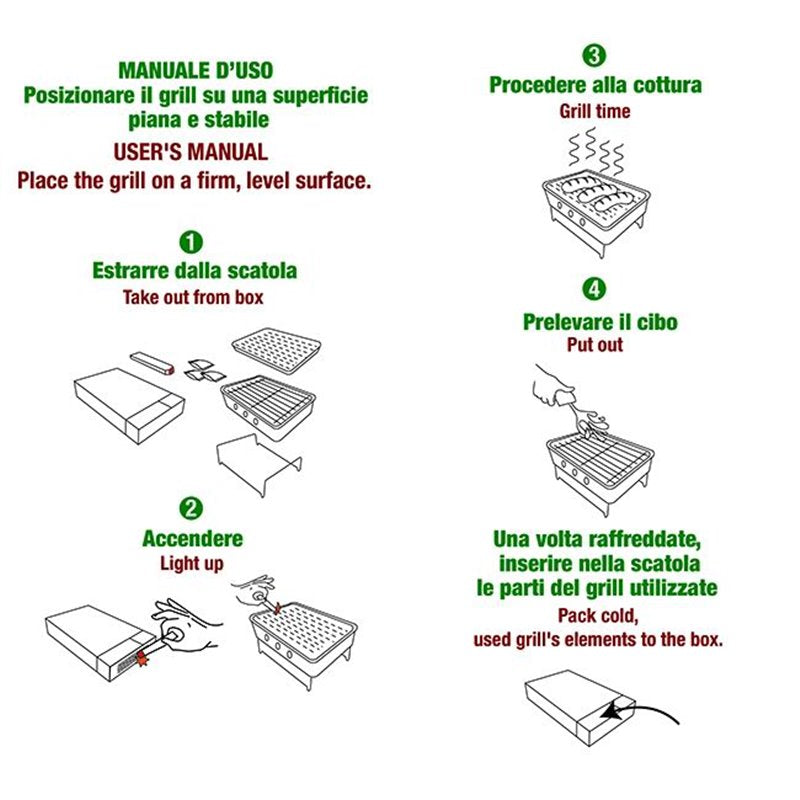 BARBECUE MONOUSO SG 1-USE 25X30 CM PORTATILE PRONTO ALL'USO SANDRIGA