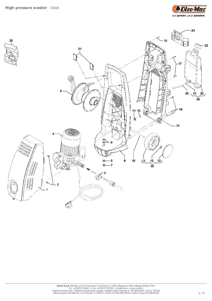 Vite ricambio idropultrice Oleomac PW155/170