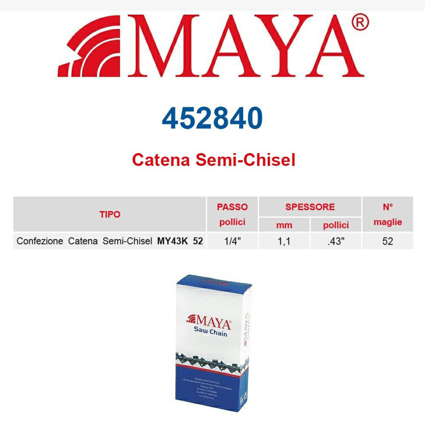 CATENA MOTOSEGA PER 251 SHINDAIWA 52 MAGLIE 1/4 MAYA
