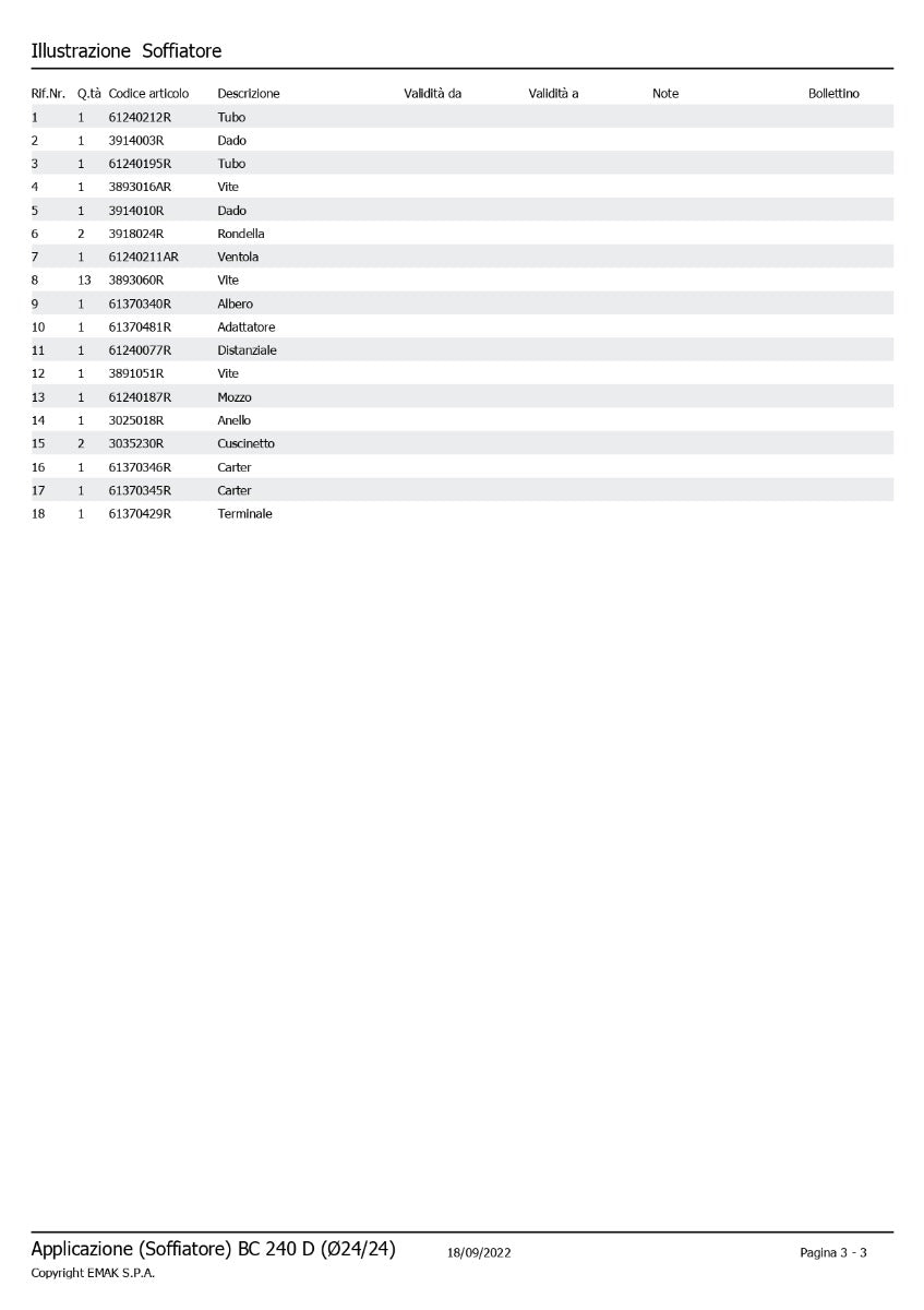 ALBERO PER GIRANTE SHAFT RICAMBIO SOFFIATORE APP BC 240 D/BC 300 D OLEOMAC