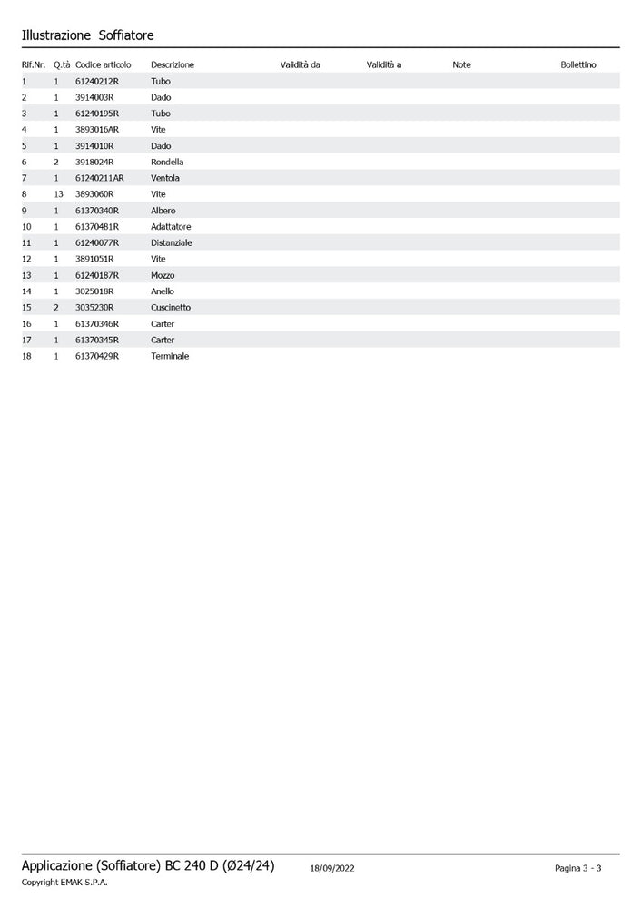 ALBERO PER GIRANTE SHAFT RICAMBIO SOFFIATORE APP BC 240 D/BC 300 D OLEOMAC