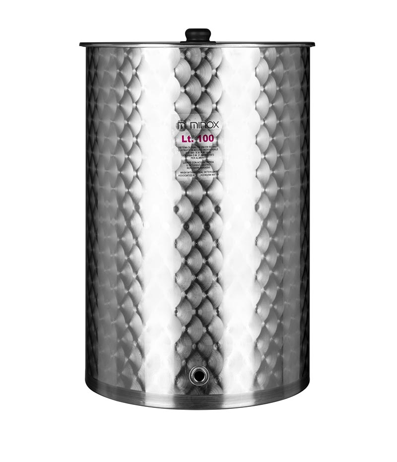 CONTENITORE BIDONE PER OLIO ACCIAIO INOX DA 150 LT. MARTELLATO MINOX