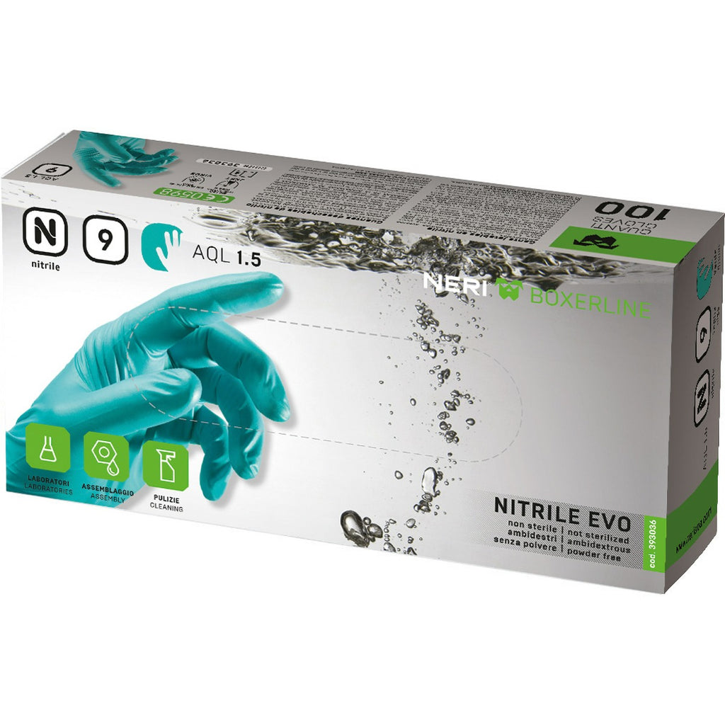 GUANTI NITRILE EVO VERDE CONF. DA 100 PEZZI AQL 1.5 TG.9