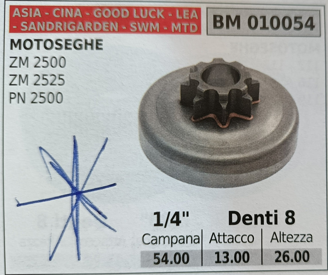 Pignone dentato 1/4 ZM2500C 8 denti Brumar