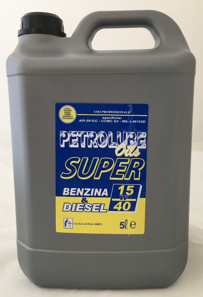 OLIO MOTORE PETROLUBE OILS SUPER BENZINA & DIESEL LT.5