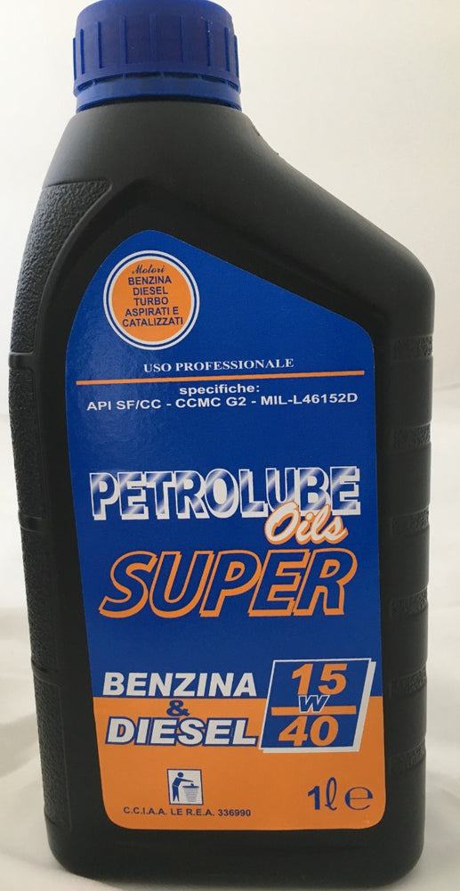 OLIO PER MOTORI BENZINA DIESEL PETROLUBE OILS SUPER LT.1