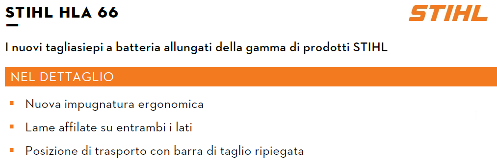 TAGLIASIEPI A BATTERIA SU ASTA TELESCOPICA 125-205 CM HLA 66 STIHL