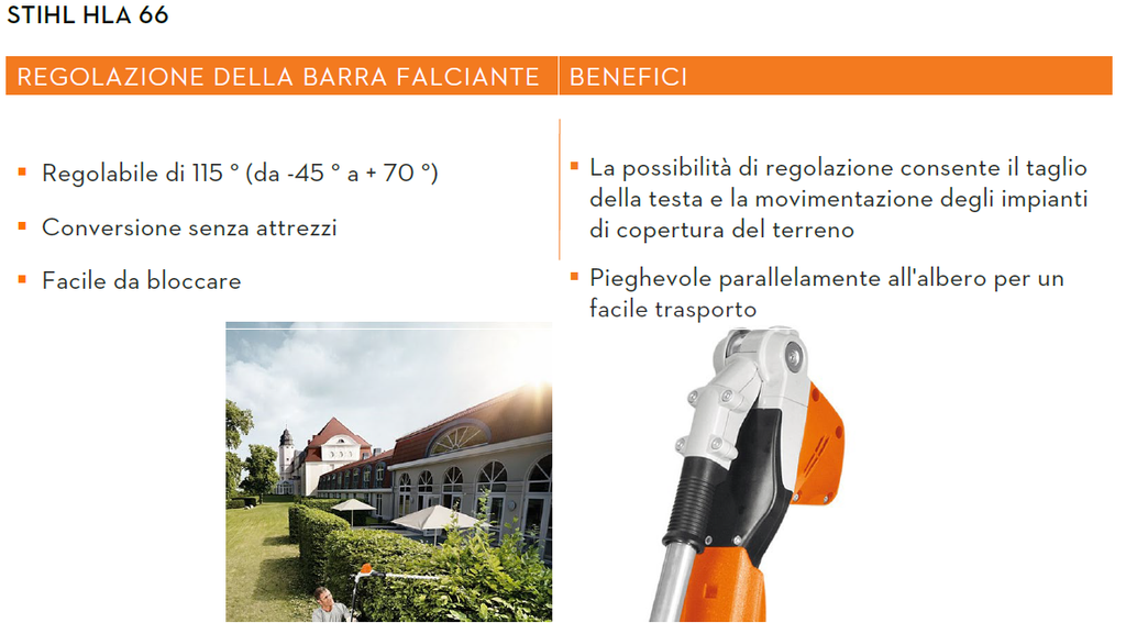 TAGLIASIEPI A BATTERIA SU ASTA TELESCOPICA 125-205 CM HLA 66 STIHL
