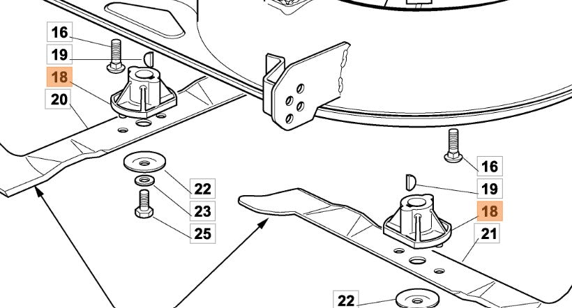MOZZO COLTELLO PER TRATTORINO RASAERBA OM 65 /101/102/122/72/84/103 OLEOMAC
