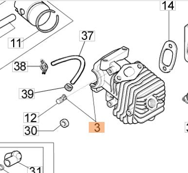 Cilindro con presa impulsi ricambio motosega 925-GS260 Oleomac