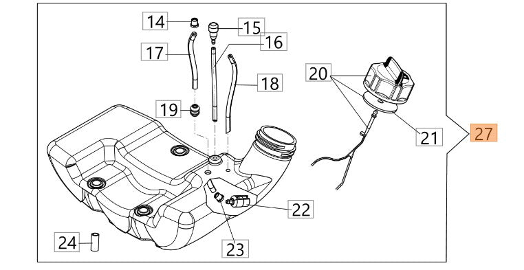 Serbatoio completo decspugliatoreBC27-280-300-320 e potatore PPX 270 61282030AR