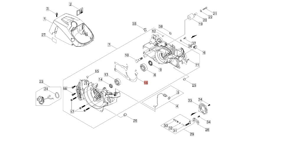 GUARNIZIONE SEMICARTER PER MOTOSEGA 501 SX SHINDAIWA