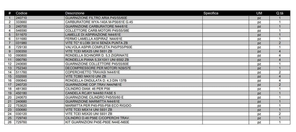 CILINDRO D.46 P56E  DECESPUGLIATORE  BLUE BIRD