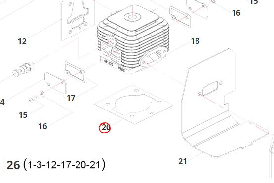 GUARNIZIONE CILINDRO PER  DECESPUGLIATORE P45/55/60 BLUE BIRD