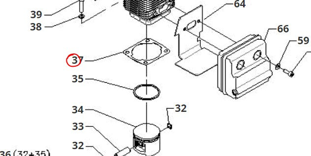 GUARNIZIONE CILINDRO PER DECESPUGLIATORE P28/P35 ECO BLUE BIRD