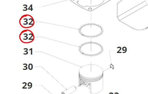 SEGMENTO FASCIA PISTONE DIAM. 44 PER DECESPUGLIATORE N52E BLUE BIRD