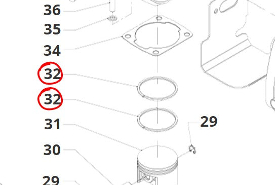 SEGMENTO PISTONE PER DECESPUGLIATORE 45E/47 BLUE BIRD