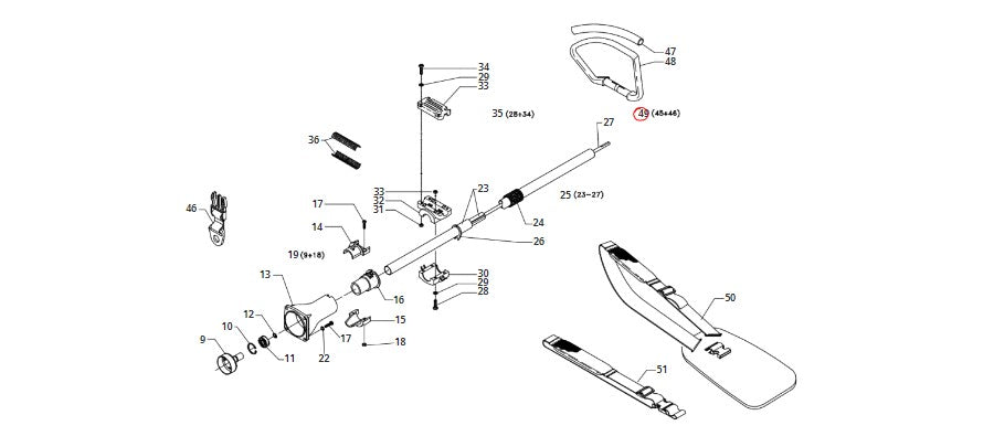 Impugnatura con guaina per decespugliatore BBC26/43 Blue Bird