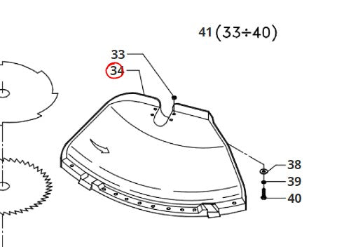PARASASSI ROSSO PER ASTA D.27 DECESPUGLIATORE R3000 BLUE BIRD