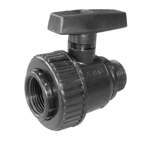 VALVOLA SARACINESCA PLASTICA NERA DA 1" 1/4 FEMMINA/FEMMINA