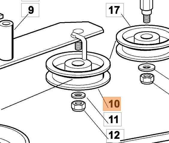 Puleggia tendicinghia per trattorino OM  72/102/103/122 Oleomac