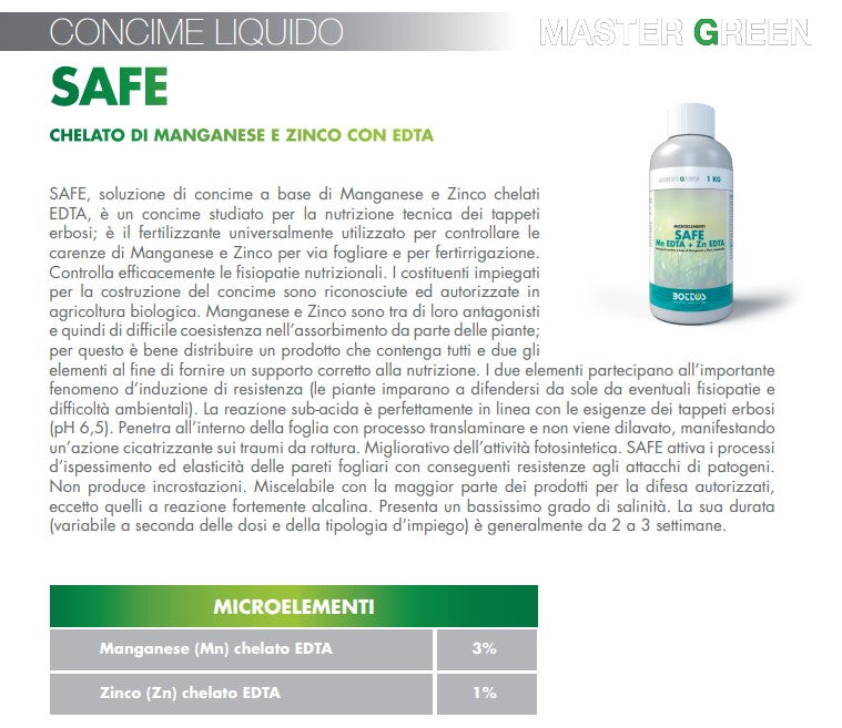 CONCIME MASTER GREEN SAFE FITOFORTIFICANTE KG.0.25 BOTTOS