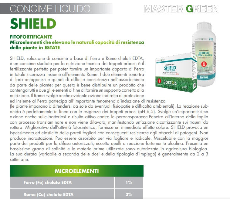 CONCIME MASTER GREEN FITOFORTIFICANTE SHIELD KG.0.25 BOTTOS
