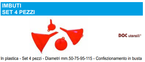 IMBUTO PLASTICA 4 PEZZI DOC UTENSILI