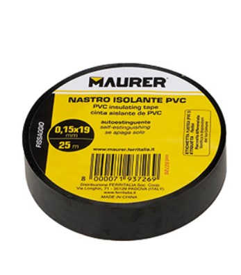 NASTRO ISOLANTE PVC NERO MAURER 25MTX19MM SP 0.15MM