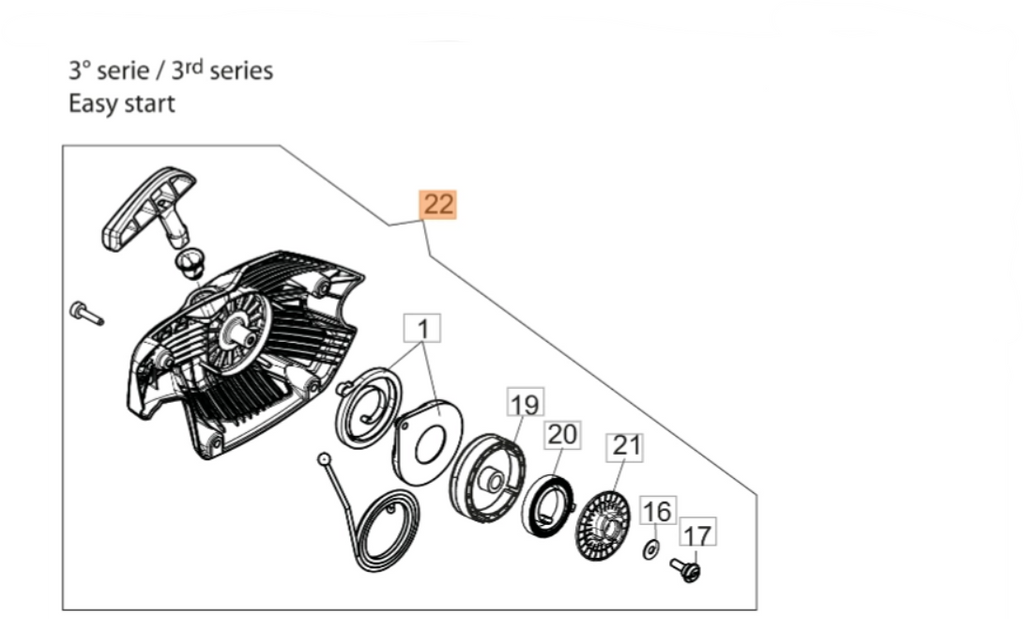 CONVOGLIATORE AVVIAMENTO COMPLETO PER MOTOSEGA GSH 510/560 OLEOMAC