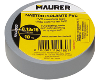 NASTRO ISOLANTE GRIGIO PVC 10 MTX15 MM MAURER