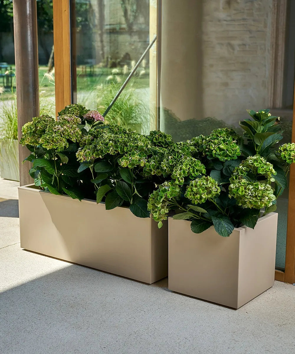VASO KEBE QUADRO GREENER CM.40 CON RISERVA D'ACQUA BEIGE RUOTE DUNE