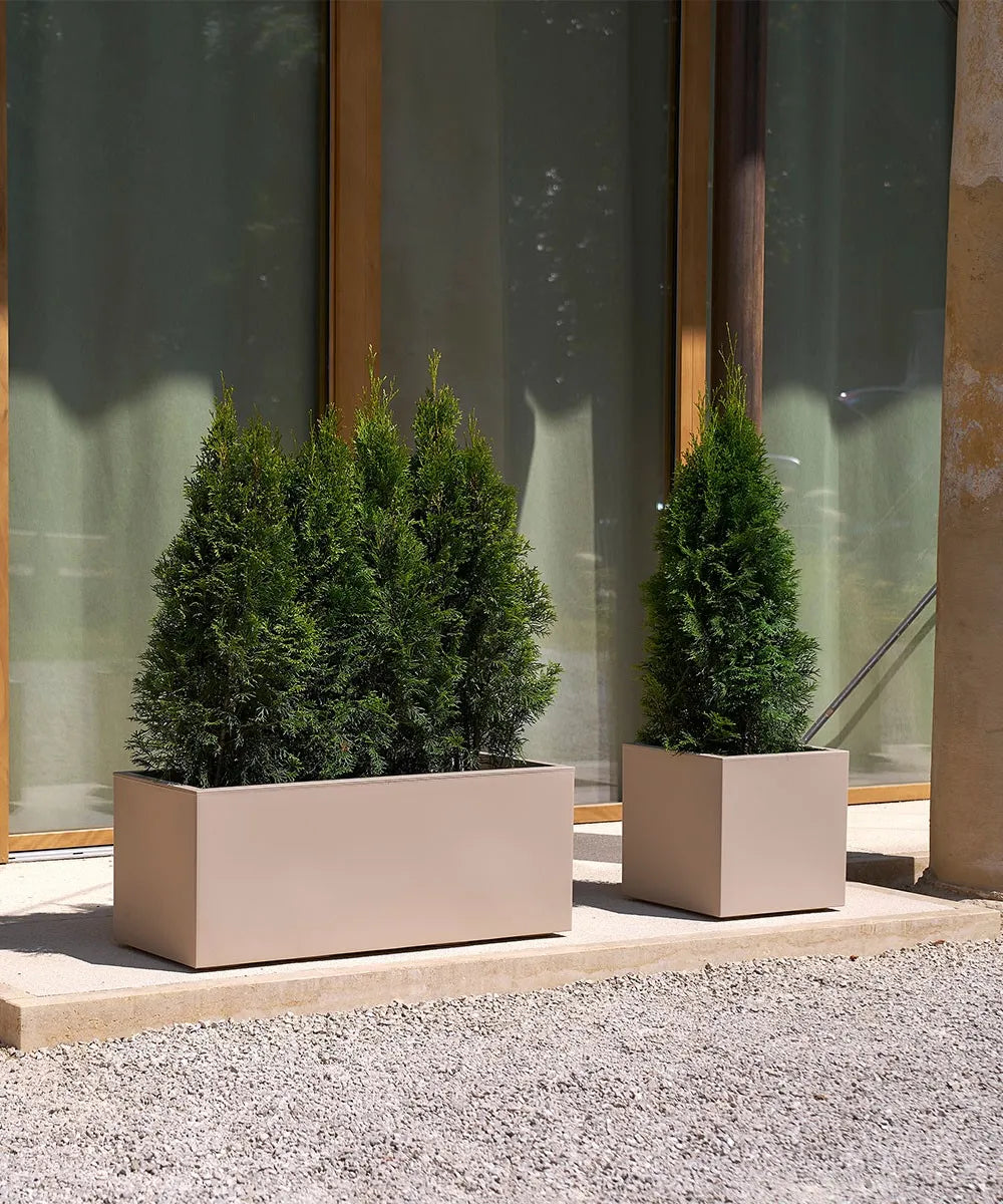 VASO KEBE QUADRO GREENER CM.40 CON RISERVA D'ACQUA BEIGE RUOTE DUNE