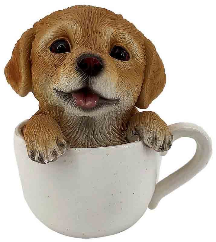 CANE LABRADOR FELICE CM.9 IN TAZZA VETRORESINA ANTICO MESTIERE