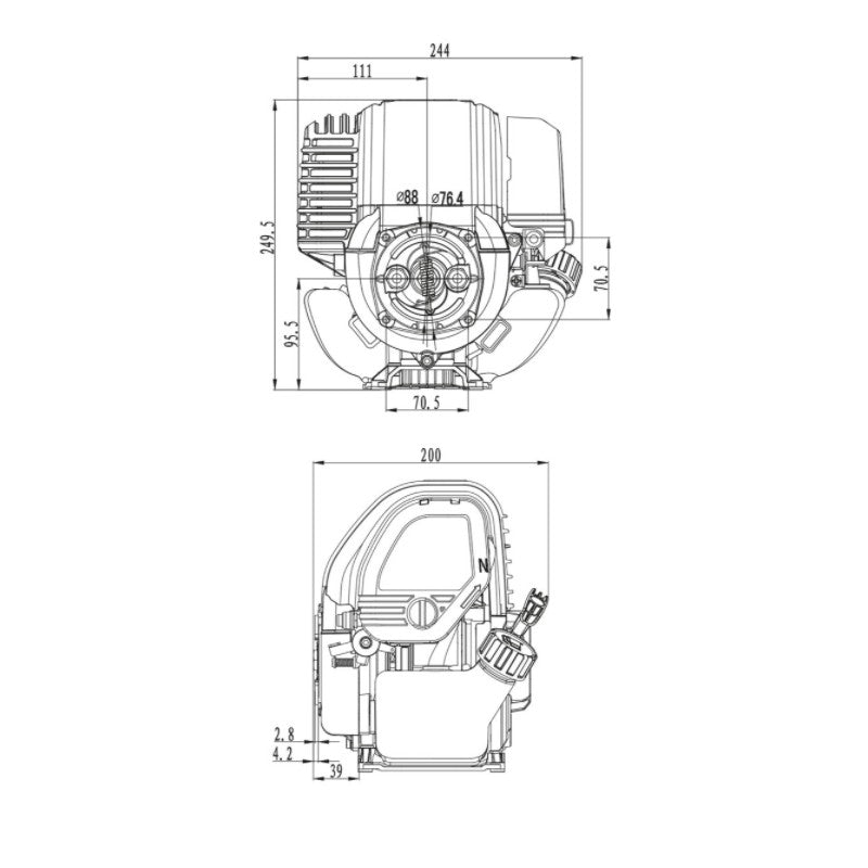 MOTOPOMPA 4 TEMPI CON MOTORE ZBM 35 ZANETTI(SENZA PESCATORE)