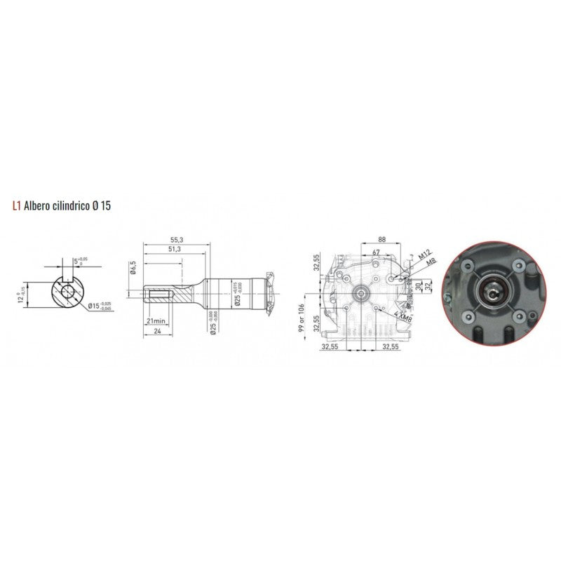 MOTORE MOTOZAPPA/MOTOPOMPA ALBERO CILINDRICO D.15 HP 4 ZANETTI